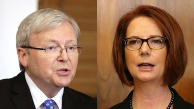 Ông Kevin Rudd và bà Julia Gillard 