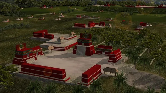 Bản tái hiện này cho thấy một phần của Los Abuelos, một trong ba thành phố cổ của người Maya mới được phát hiện ở Guatemala. (Ảnh: Bộ Văn hóa và Thể thao Guatemala)