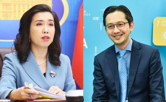 Ông Đỗ Hùng Việt và bà Lê Thị Thu Hằng được bổ nhiệm làm Thứ trưởng Bộ Ngoại giao. Ảnh: Báo Chính phủ.