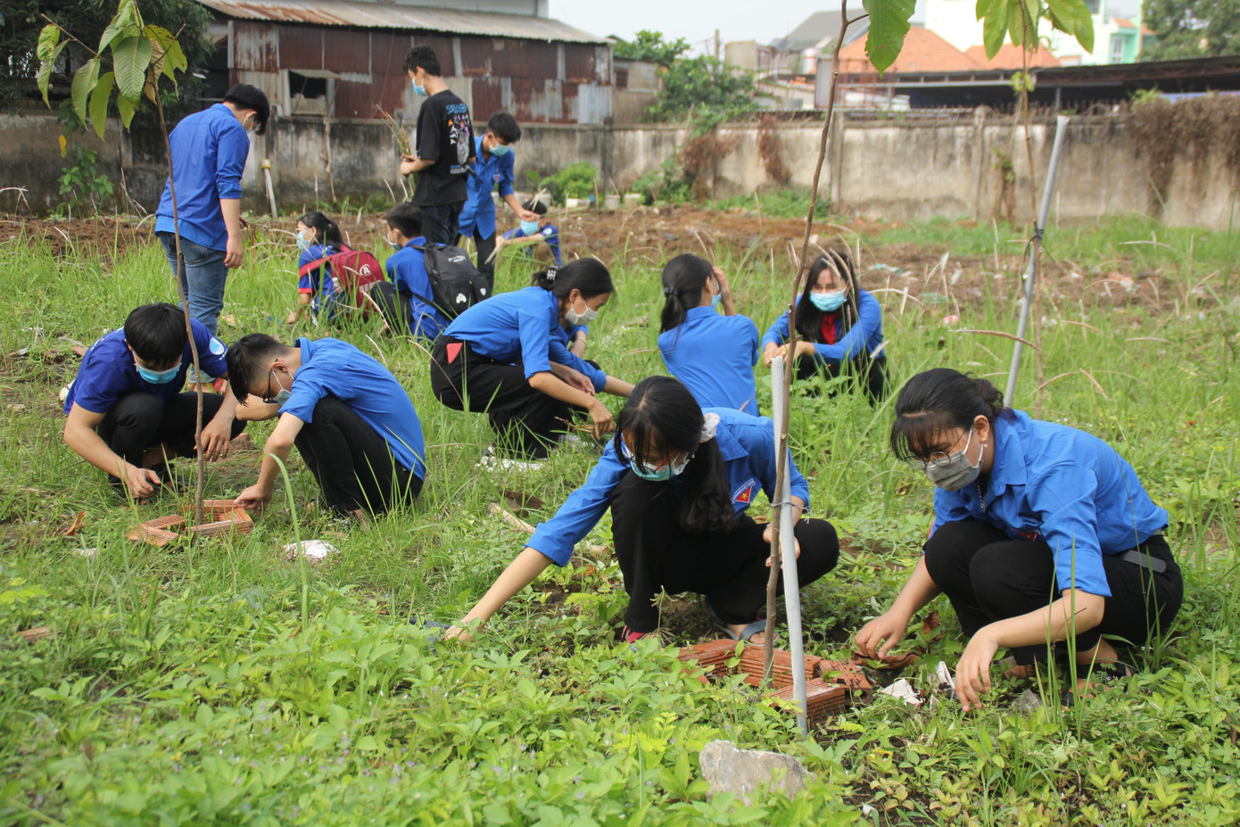 Các bạn đoàn viên, thanh niên Thủ Đức tham gia các phần việc khởi công xây dựng công trình măng non trên địa bàn thành phố