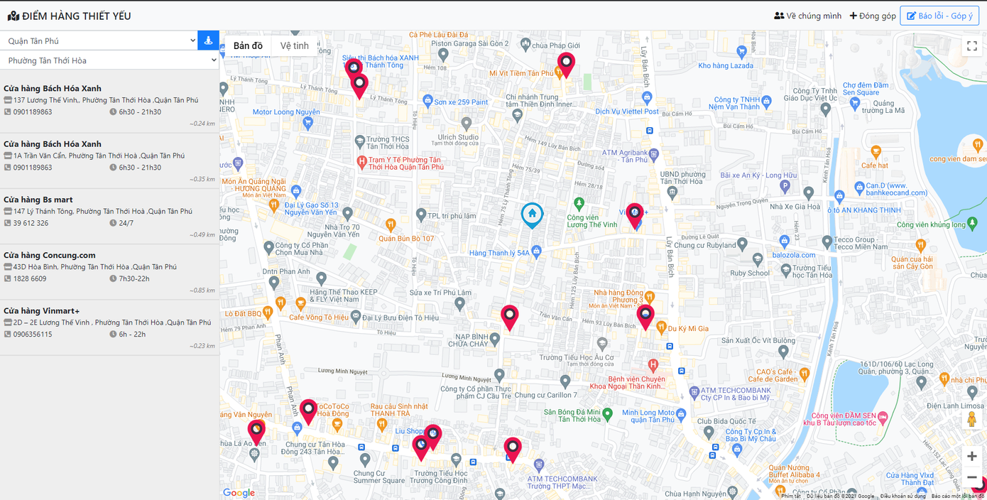 Bản đồ số các cửa hàng thiết yếu phục vụ nhu cầu tra cứu, mua sắm thực phẩm cho người dân. Bản đồ số các cửa hàng thiết yếu phục vụ nhu cầu tra cứu, mua sắm thực phẩm cho người dân.