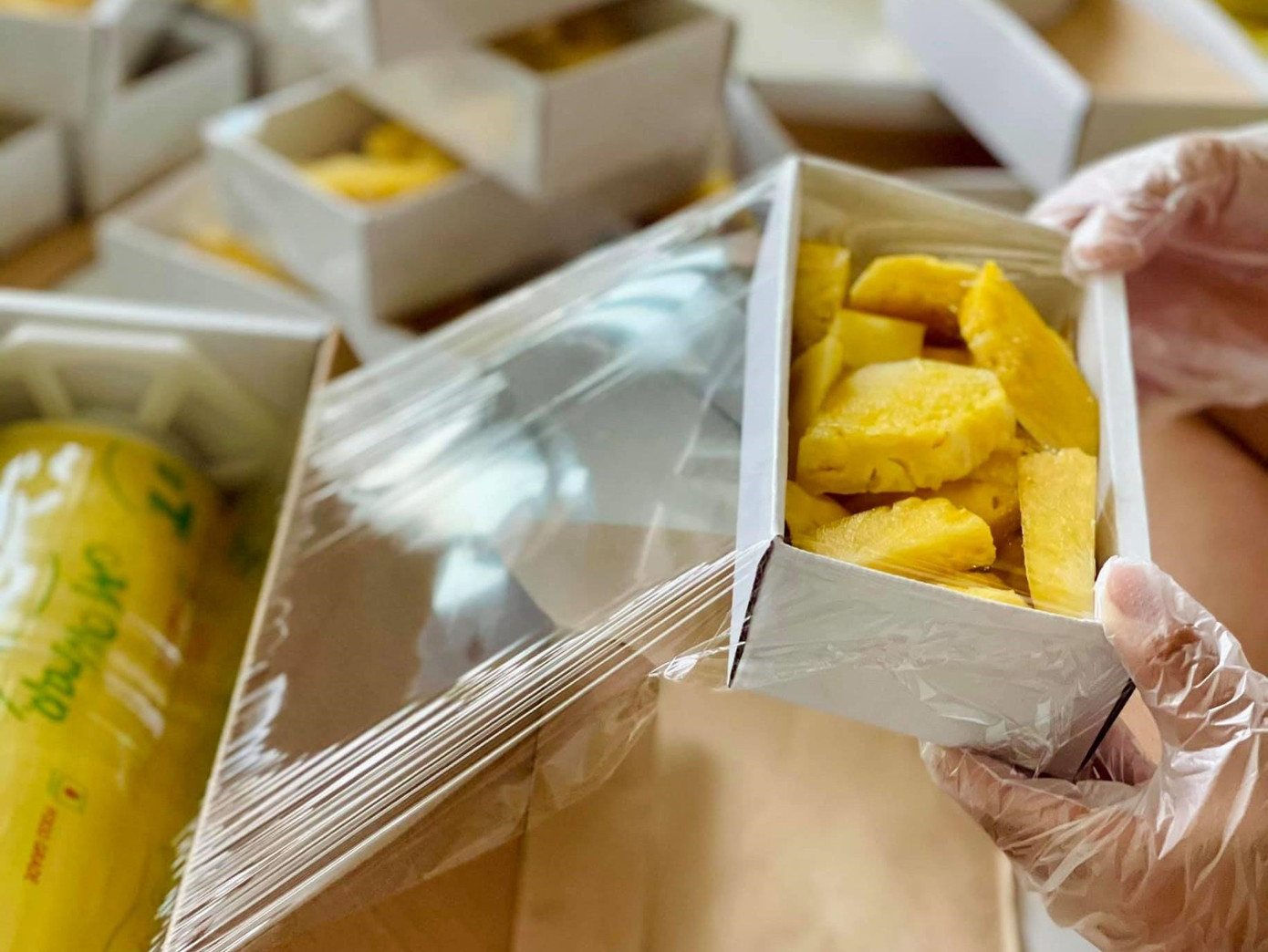 Vân và các bạn chu đáo chuẩn bị và đóng hộp các loại trái cây nhằm bồi dưỡng thêm cho lực lượng tuyến đầu và người dân nơi phong tỏa, cách ly. Vân và các bạn chu đáo chuẩn bị và đóng hộp các loại trái cây nhằm bồi dưỡng thêm cho lực lượng tuyến đầu và người dân nơi phong tỏa, cách ly.