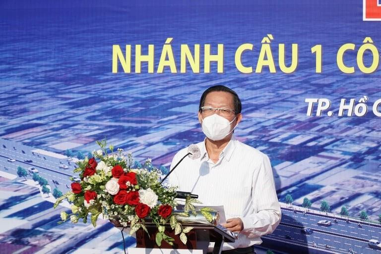 Chủ tịch UBND TPHCM Phan Văn Mãi biểu dương nỗ lực của các đơn vị thi công dự án cầu Bưng