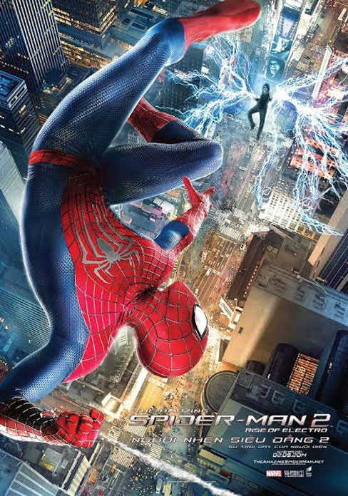 3 tấm poster phiên bản quốc tế của The Amazing Spider - Man 2 vừa được tung ra, lần lượt mang tên EYE, SPIDEY v. ELECTRO và UPSIDE DOWN. Với 3 tông màu chính xanh – trắng – đỏ, 3 tấm poster có nội dung chung là mô tả sự dữ dội, kịch tính trong cuộc chiến của Người Nhện với kẻ ác Electro (Jamie Foxx) theo 3 góc độ khác nhau: hình ảnh Electro phản chiếu trong mắt Người Nhện, Electro với tư thế đang ra đòn phóng điện và cuối cùng là cảnh Người Nhện đang bay lên để tránh đòn