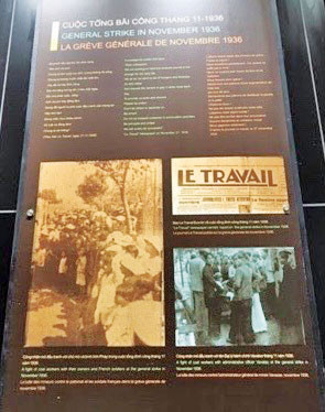 Bài báo viết về cuộc đình công của công nhân vùng mỏ của Đại tướng Võ Nguyên Giáp được trung bày tại Bảo tàng Báo chí Việt Nam