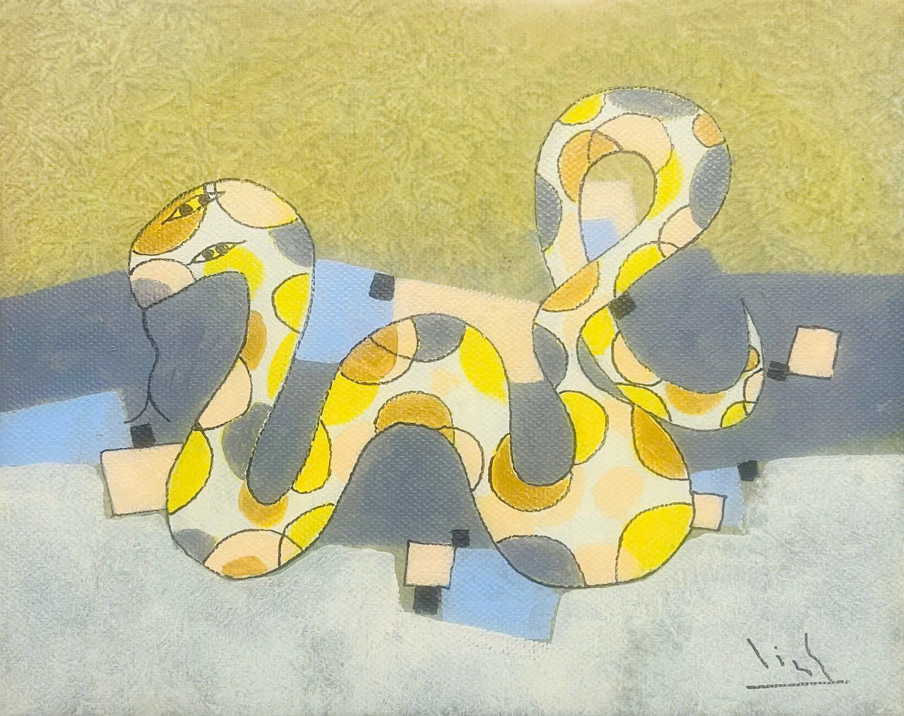 Tranh rắn của hoạ sĩ Tào Linh. Ảnh: Họa sĩ Tào Linh cung cấp