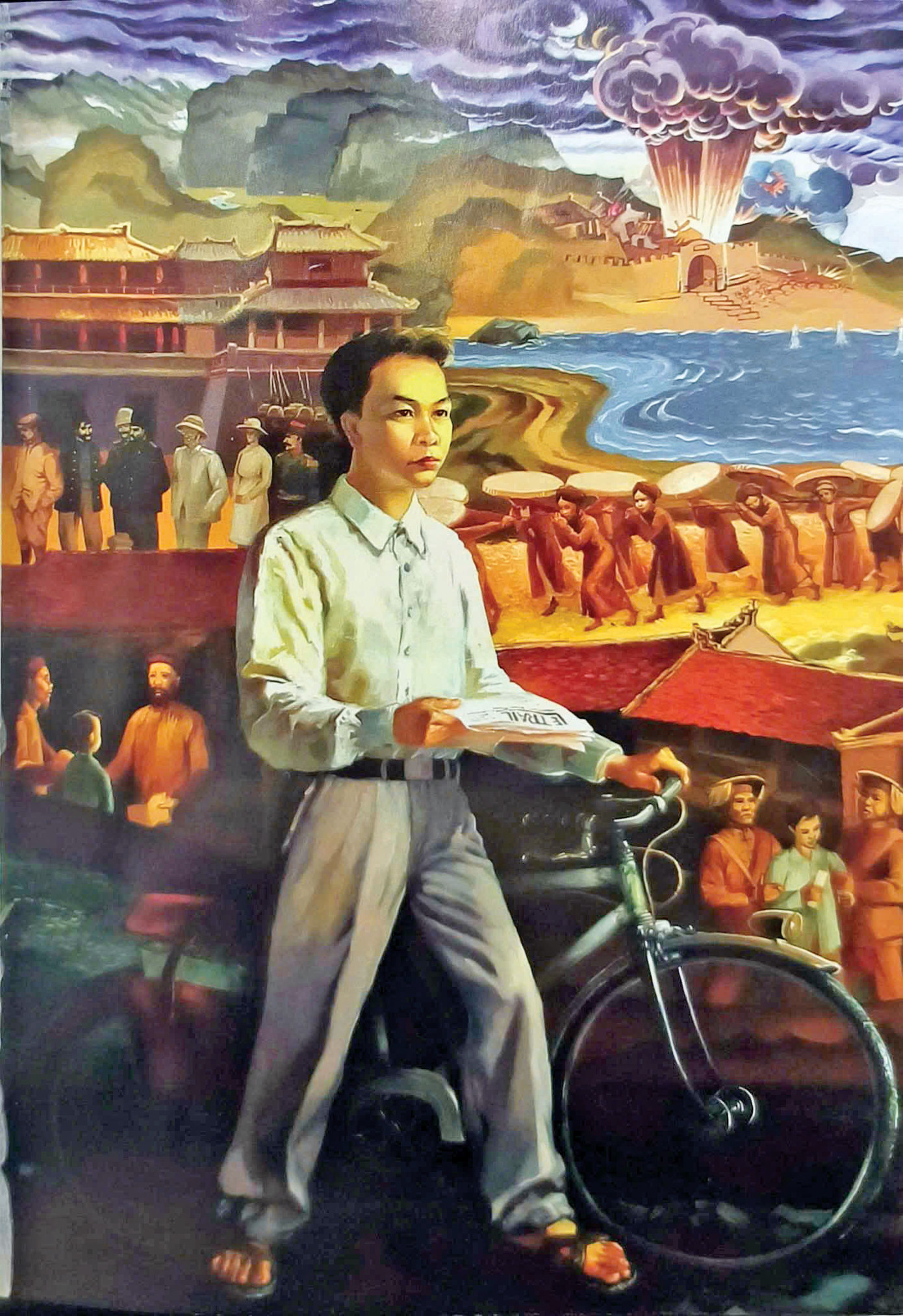 Tranh vẽ Đại tướng Võ Nguyên Giáp thời làm báo chuyên nghiệp của tác giả Nguyễn Doãn Sơn