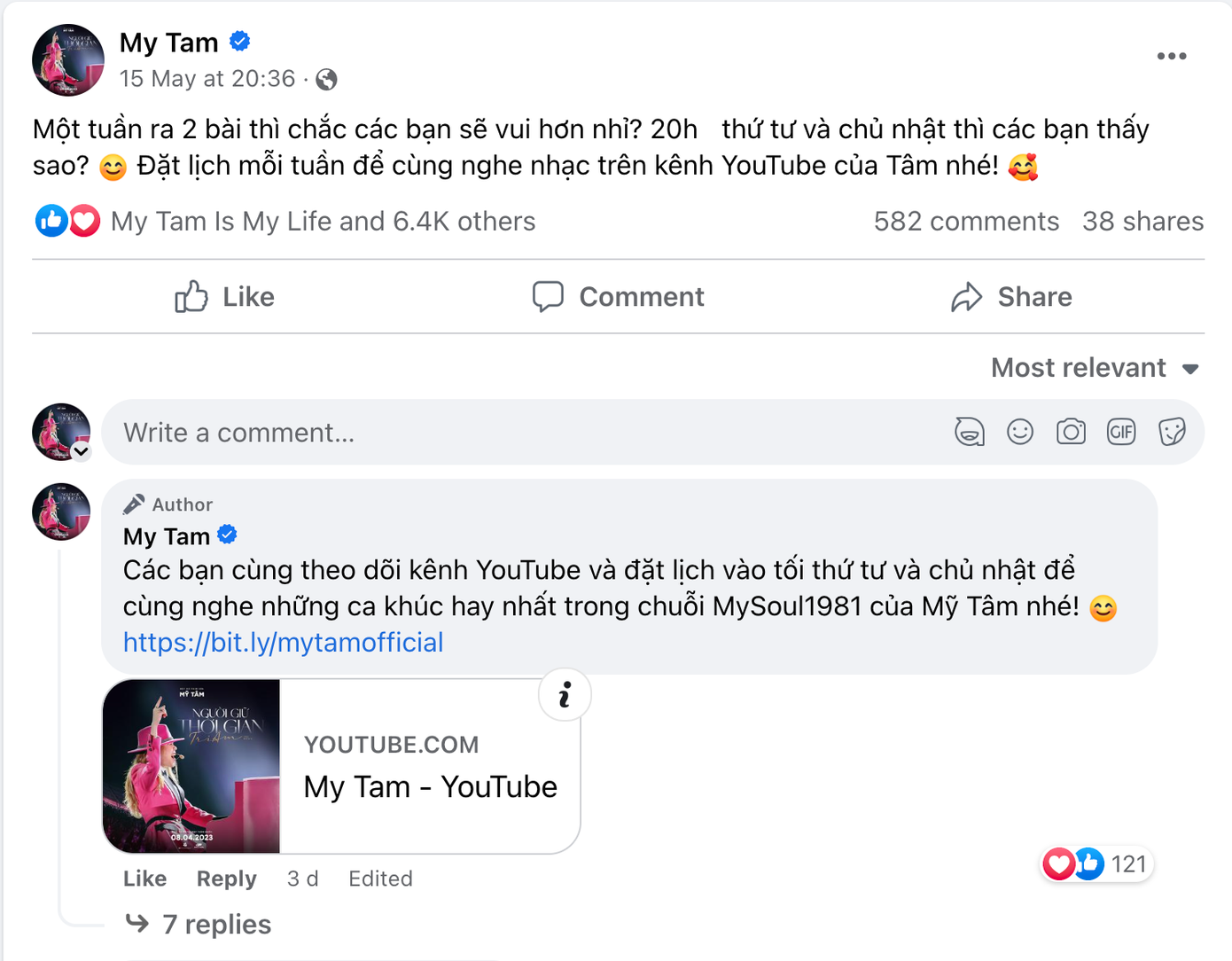 Chia sẻ của Mỹ Tâm trên Facebook Chia sẻ của Mỹ Tâm trên Facebook