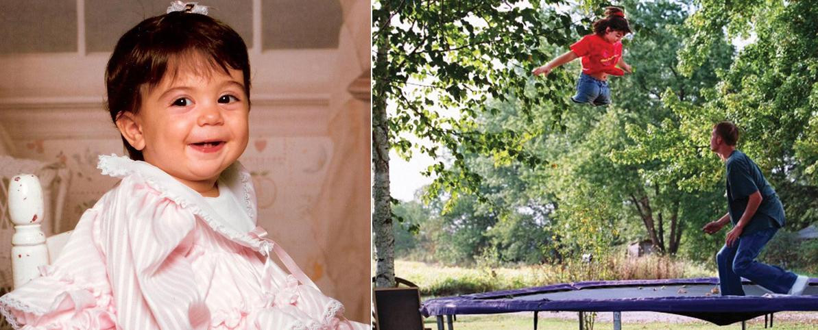 Jen Bricker (33 tuổi) là người gốc Romania bị cha mẹ ruột bỏ rơi khi mới chào đời vì chỉ có 1 nửa thân mình, sau đó cô được cặp vợ chồng ở miền nam bang Illinois (Mỹ) nhận nuôi. Bố mẹ nuôi yêu thương Jen vô điều kiện và khuyến khích cô nhảy bất cứ đâu nếu muốn. "Họ không bận tâm tôi thiếu chân và coi đây là điều 'chẳng có gì to tát'. Họ dạy tôi rằng tôi có thể làm điều gì mình muốn và dành hết tâm sức cho nó", cô chia sẻ.