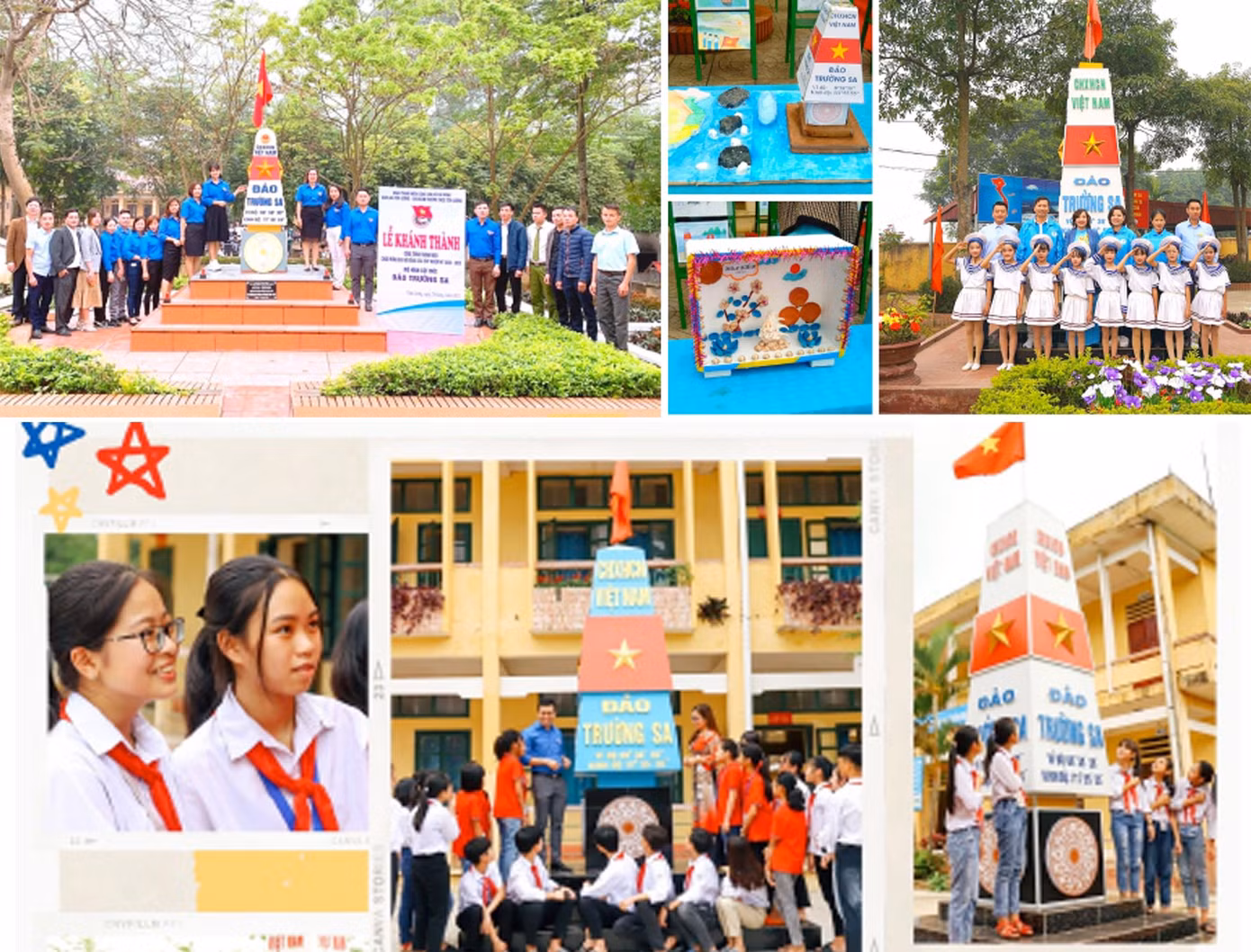 Công trình cột mốc biển đảo Trường Sa tại khuôn viên trường học huyện Cẩm Khê, Phú Thọ. Ảnh: TĐPT