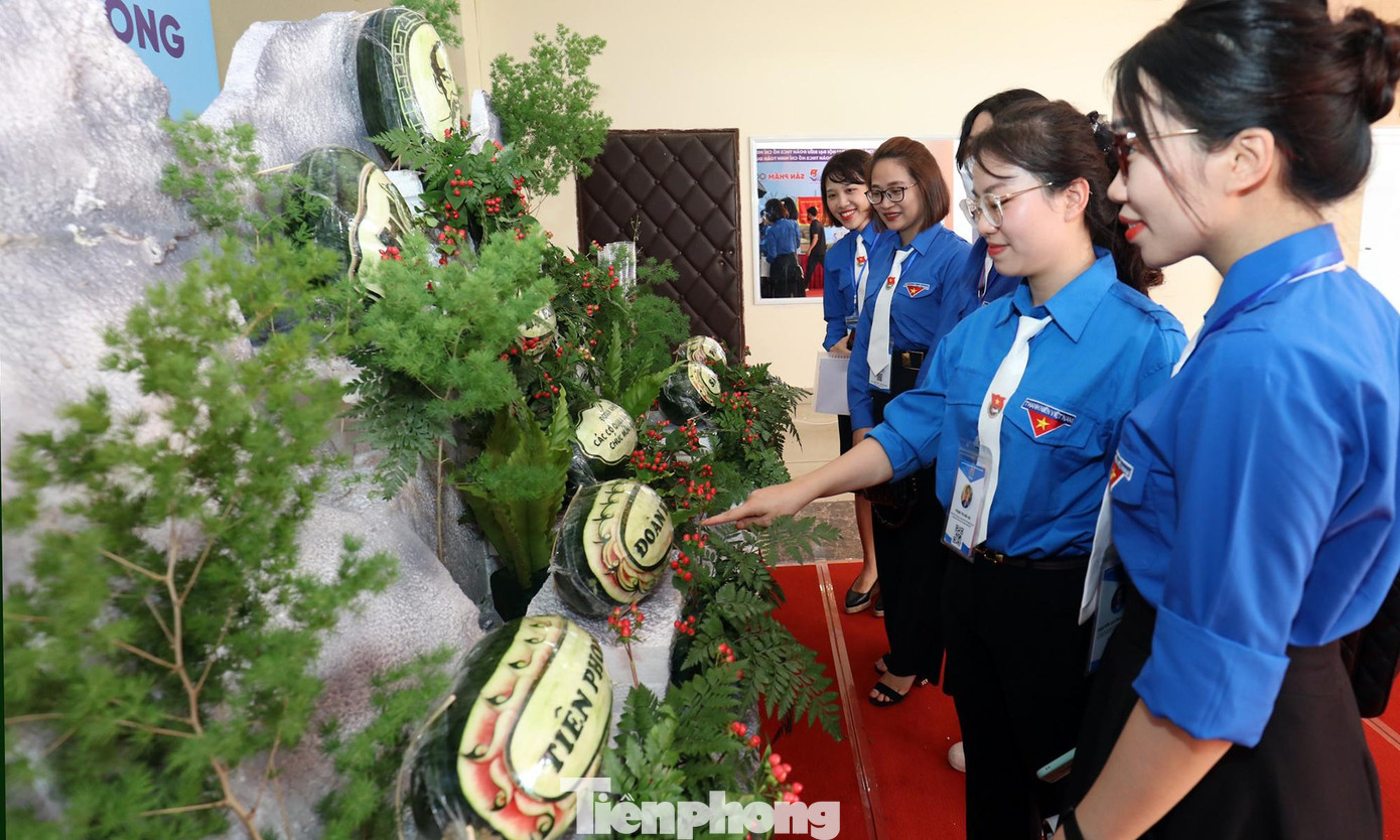 Các đại biểu tham quan không gian trưng bày các sản phẩm khởi nghiệp, sản phẩm OCOP