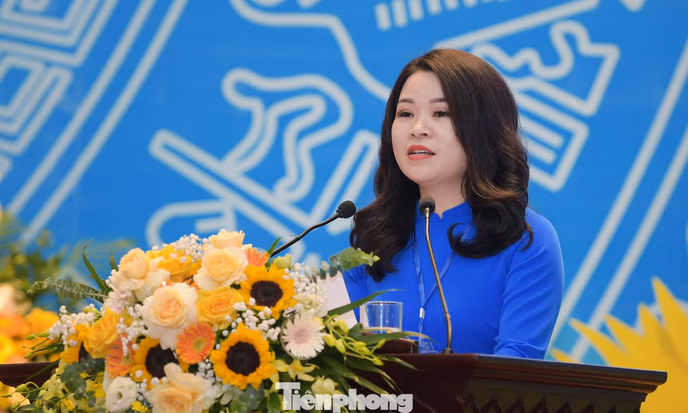 Chị Chu Hồng Minh phát biểu chỉ đạo tại Đại hội. Ảnh: Xuân Tùng