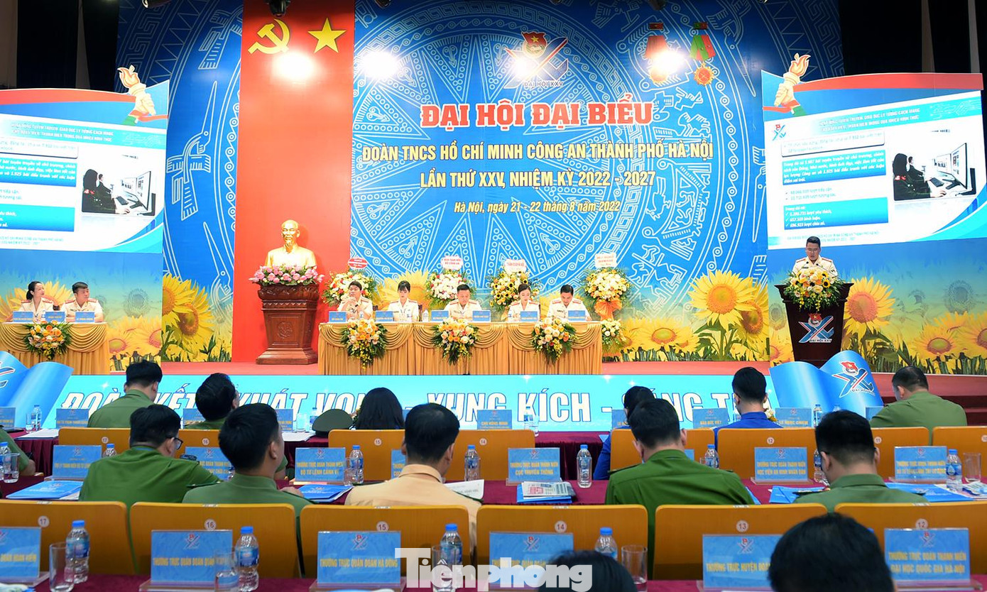 Phiên trọng thể Đại hội đại biểu Đoàn TNCS Hồ Chí Minh Công an TP Hà Nội lần thứ XXV. Ảnh: Xuân Tùng