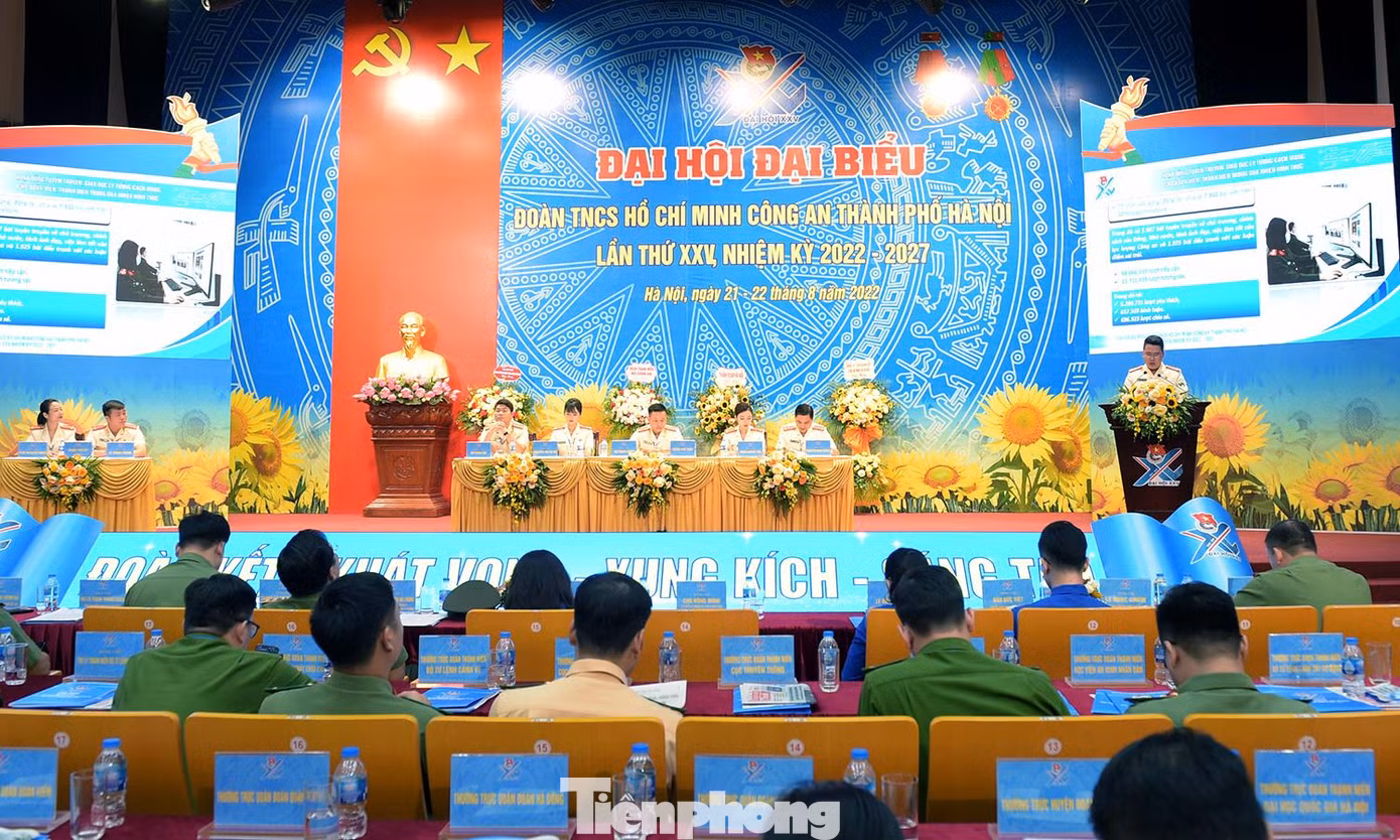 Phiên trọng thể Đại hội đại biểu Đoàn TNCS Hồ Chí Minh Công an TP Hà Nội lần thứ XXV. Ảnh: Xuân Tùng