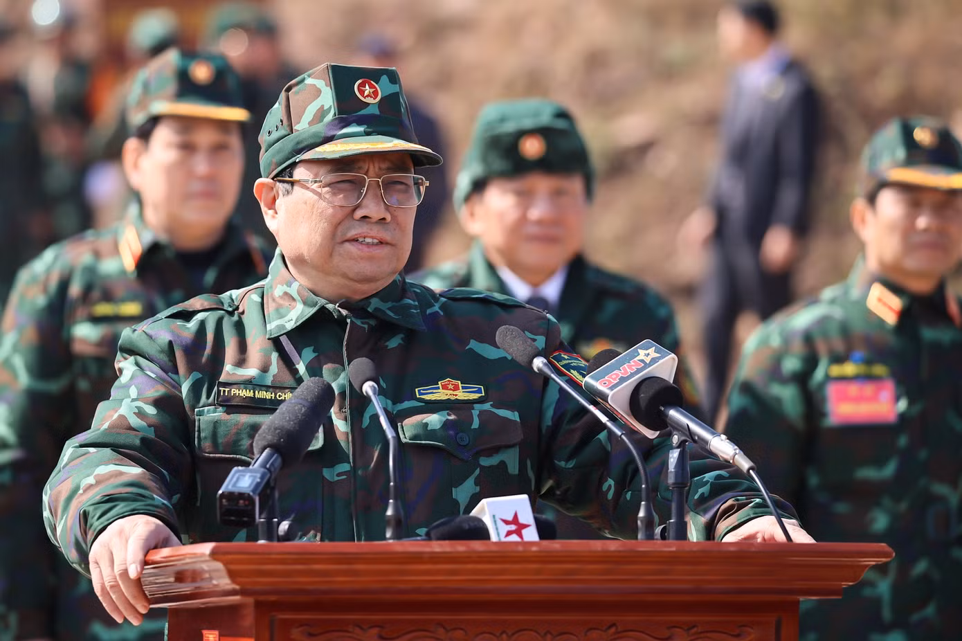 Thủ tướng Phạm Minh Chính phát biểu tại cuộc diễn tập. Ảnh: Nhật Bắc Thủ tướng Phạm Minh Chính phát biểu tại cuộc diễn tập. Ảnh: Nhật Bắc
