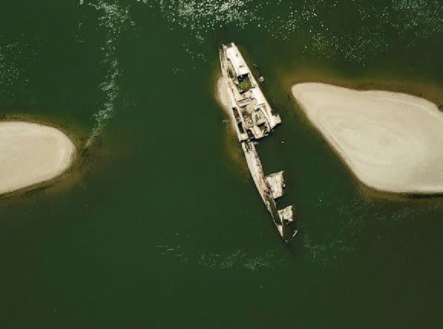 Một con tàu nổi lên khi sông Danube chịu hạn hán nghiêm trọng. (Ảnh: Reuters)