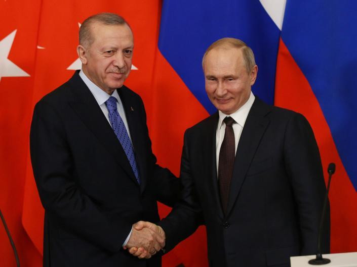 Tổng thống Thổ Nhĩ Kỳ Tayyip Erdogan và Tổng thống Nga Vladimir Putin. (Ảnh: Getty)