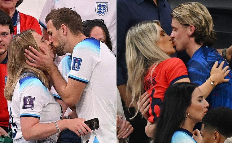 Ngay sau khi trọng tài thổi còi kết thúc trận đấu, thủ quân Harry Kane và tiền vệ Conor Gallagher đều đi lên khán đài, trao cho nửa kia của họ những cái hôn ăn mừng.