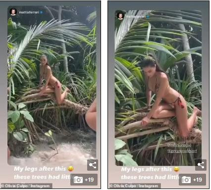 Oliva tạo bạo leo cây chụp hình áo tắm.