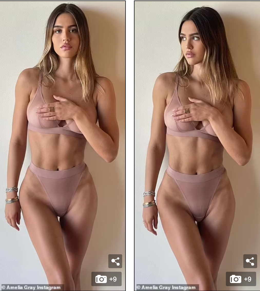 Cách đây 3 ngày, Amelia Gray Hamlin cũng đăng ảnh quảng cáo nội y của Boux Avenue lên Instagram cá nhân.
