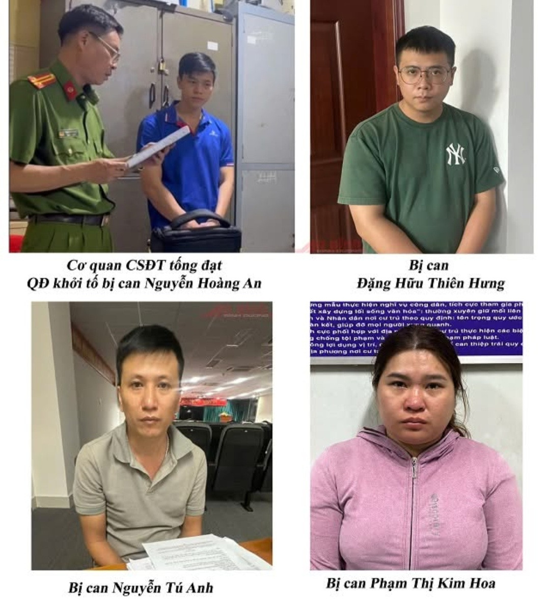 Các đối tượng bị khởi tố, bắt giam Ảnh: Công an cung cấp Các đối tượng bị khởi tố, bắt giam Ảnh: Công an cung cấp