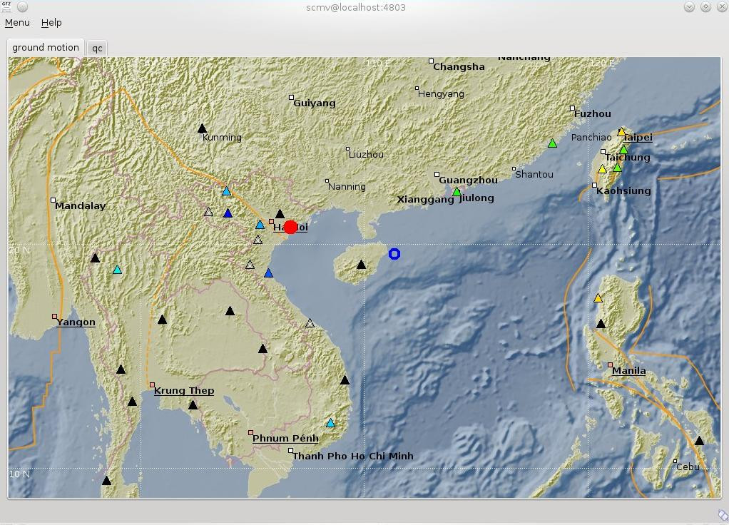 Bản đồ tâm chấn. Nguồn: Viện Vật lý địa cầu