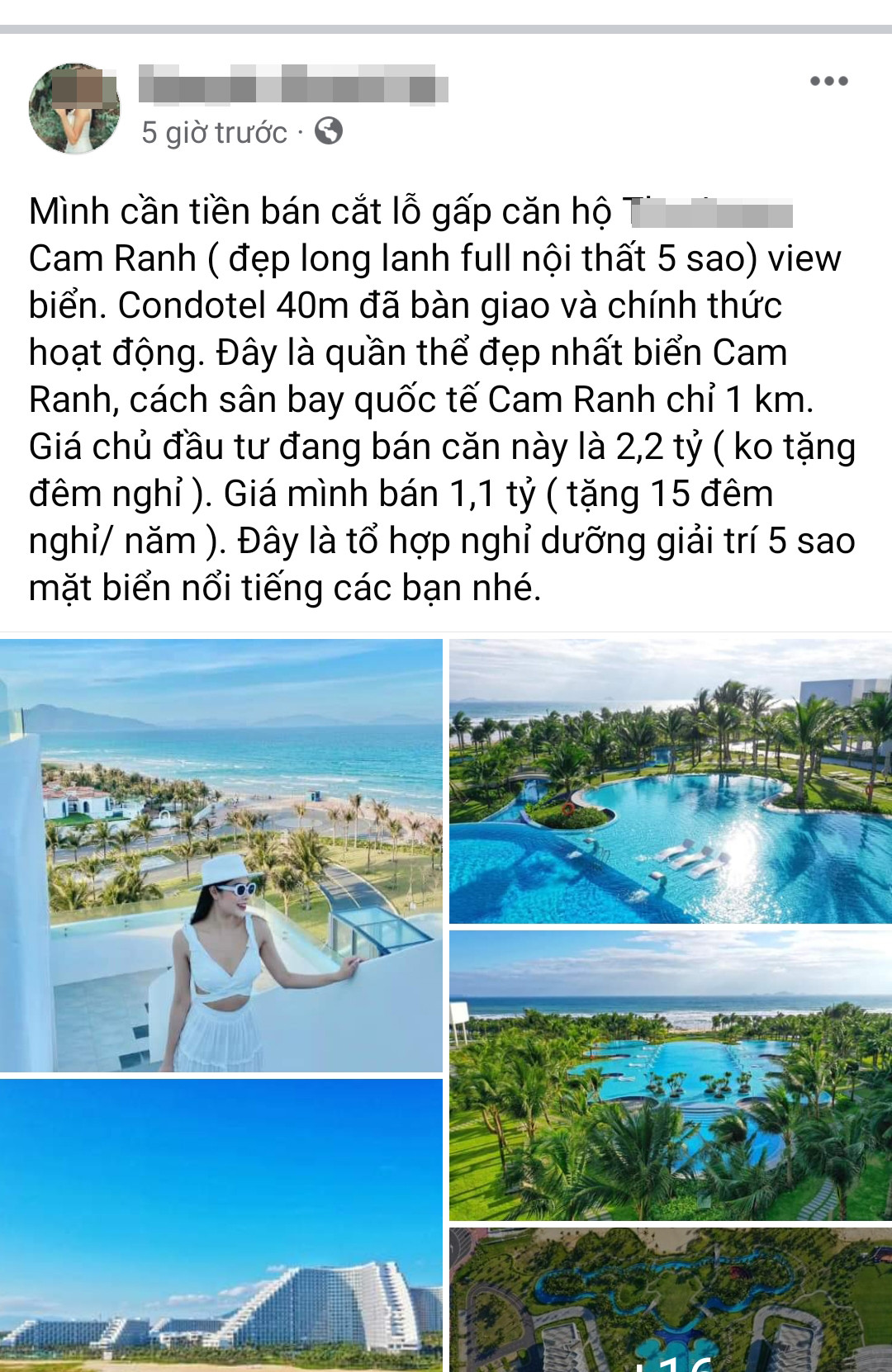 Một khách hàng đang rao bán cắt lỗ sâu căn hộ Condotel ở Cam Ranh (Khánh Hòa).