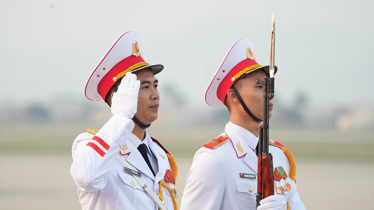 Đội tiêu binh danh dự tại lễ tiễn Tổng Bí thư, Chủ tịch nước Trung Quốc Tập Cận Bình và Phu nhân.