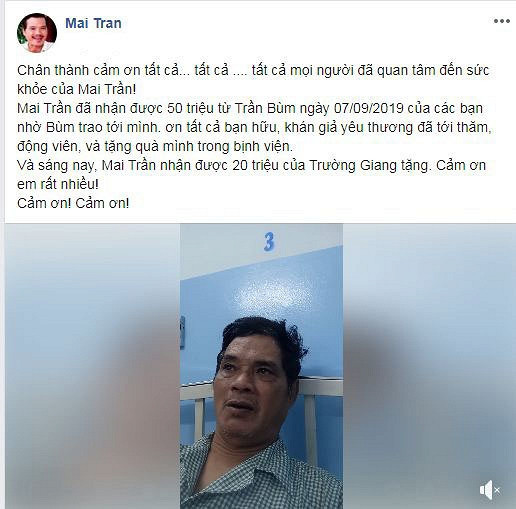 Trấn Thành, Trường Giang ủng hộ nghệ sĩ Mai Trần 40 triệu đồng ảnh 1