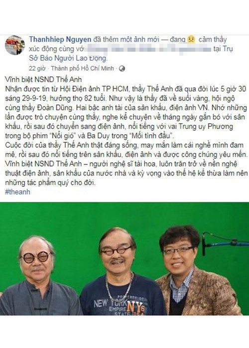 NSND Hoàng Dũng và nhiều sao Việt viết lời tiễn biệt NSND Thế Anh ảnh 2