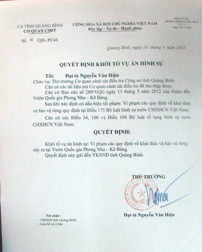 Quyết định khởi tố vụ án. Quyết định khởi tố vụ án