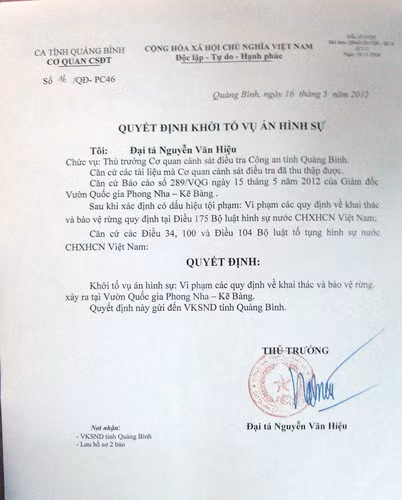 Quyết định khởi tố vụ án