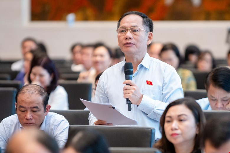 ĐBQH Trần Đình Gia phát biểu tại hội nghị. ĐBQH Trần Đình Gia phát biểu tại hội nghị.