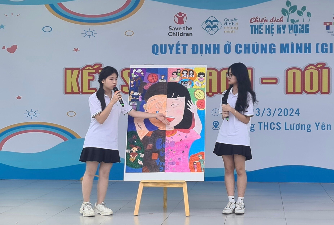 Các phần hùng biện truyền tải thông điệp ý nghĩa của các nữ sinh trường THCS Lương Yên (Hai Bà Trưng, Hà Nội) Các phần hùng biện truyền tải thông điệp ý nghĩa của các nữ sinh trường THCS Lương Yên (Hai Bà Trưng, Hà Nội)