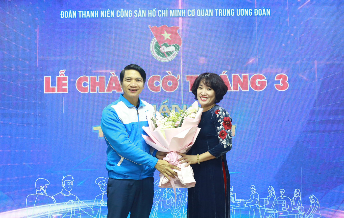 Anh Nguyễn Ngọc Lương – Bí thư thường trực T.Ư Đoàn, Chủ tịch T.Ư Hội LHTN Việt Nam tặng hoa chúc mừng Ngày quốc tế phụ nữ 8/3 cho chị Lê Hồng Hạnh - Chủ tịch Công đoàn cơ quan Trung ương Đoàn. Anh Nguyễn Ngọc Lương – Bí thư thường trực T.Ư Đoàn, Chủ tịch T.Ư Hội LHTN Việt Nam tặng hoa chúc mừng Ngày quốc tế phụ nữ 8/3 cho chị Lê Hồng Hạnh - Chủ tịch Công đoàn cơ quan Trung ương Đoàn.
