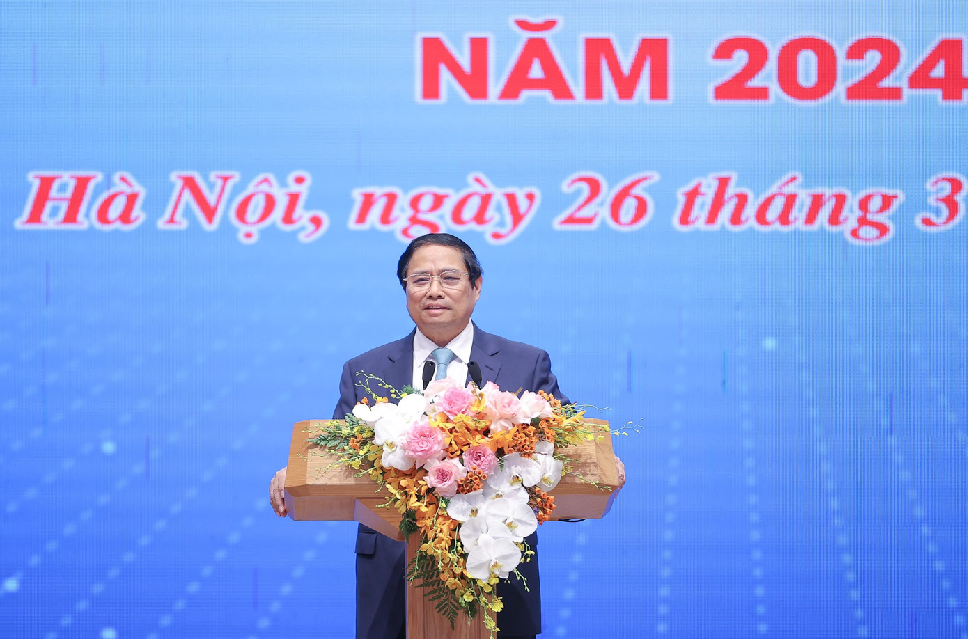 Thủ tướng Phạm Minh Chính phát biểu tại chương trình gặp mặt và đối thoại với thanh niên năm 2024