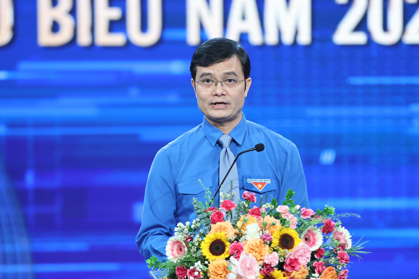 Anh Bùi Quang Huy - Uỷ viên dự khuyết T.Ư Đảng, Bí thư thứ nhất T.Ư Đoàn phát biểu tại chương trình