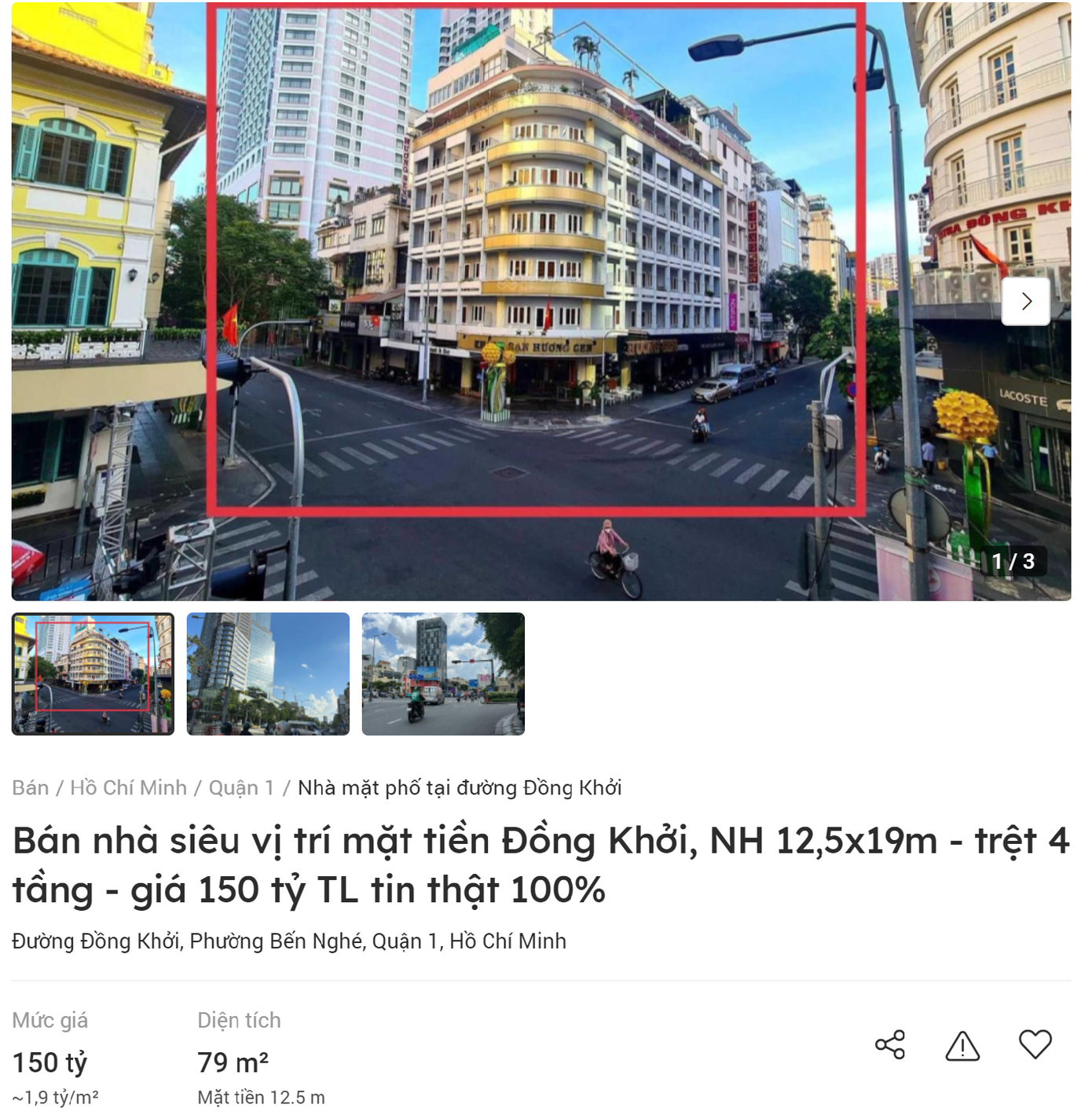 Đường Đồng Khởi, Quận 1, TP Hồ Chí Minh là một trong những tuyến đường sầm uất, đắt đỏ nhất tại trung tâm Quận 1. Đường Đồng Khởi, Quận 1, TP Hồ Chí Minh là một trong những tuyến đường sầm uất, đắt đỏ nhất tại trung tâm Quận 1.