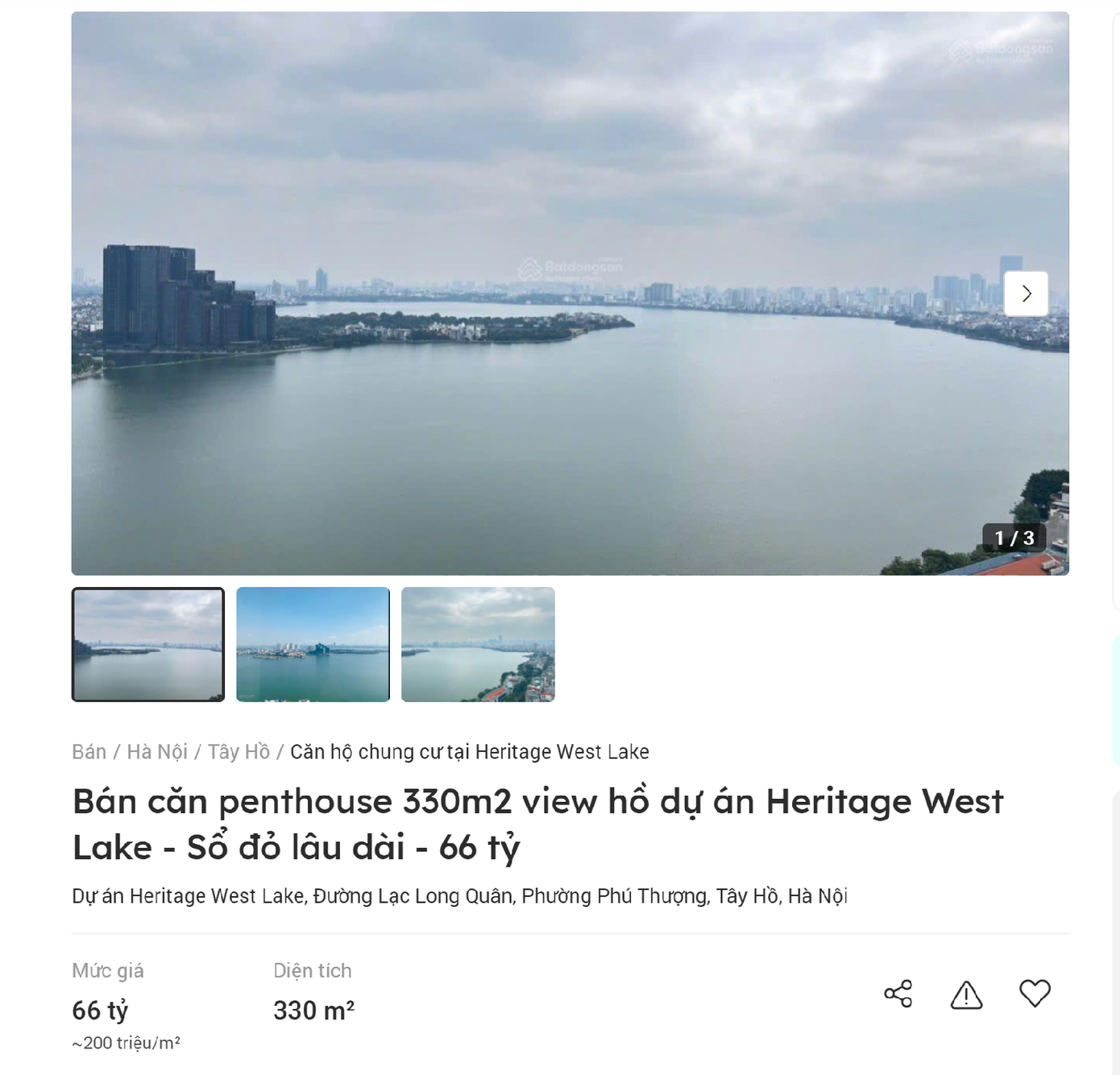 Tin đăng rao bán chuyển nhượng căn hộ cao cấp có giá khoảng 200 triệu đồng/m2.