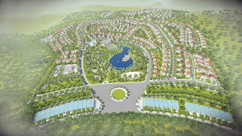 Phối cảnh dự án Khu đô thị sinh thái Việt Xanh, xã Tân Vinh do Công ty TNHH Một thành viên Địa ốc Sài Gòn Hòa Bình làm chủ đầu tư.