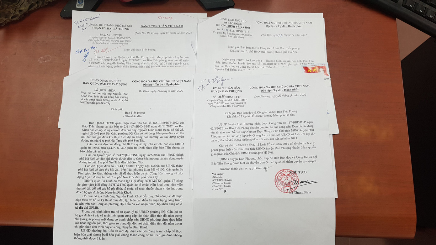 Một số văn bản trả lời báo Tiền Phongcủa các cơ quan chức năng