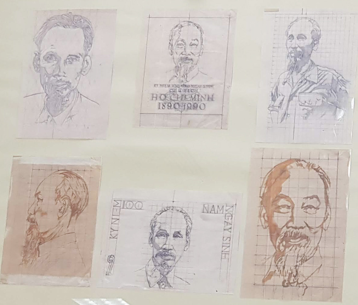 Một số mẫu chân dung Bác Hồ do họa sĩ Bùi Trang Chước vẽ. Một số mẫu chân dung Bác Hồ do họa sĩ Bùi Trang Chước vẽ.