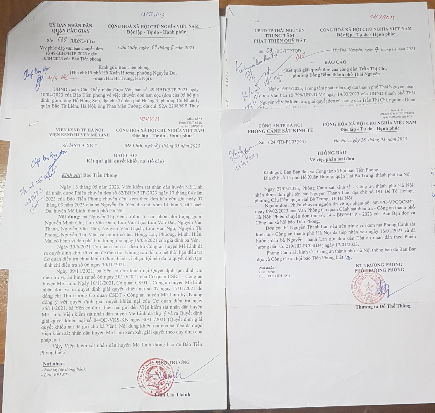 Một số văn bản trả lời báo Tiền Phong của các cơ quan chức năng Một số văn bản trả lời báo Tiền Phong của các cơ quan chức năng