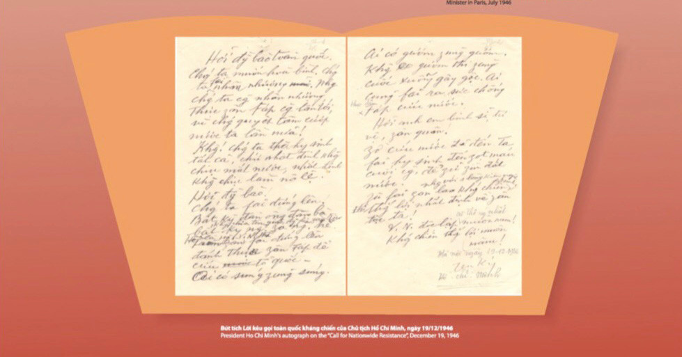 Bút tích Lời kêu gọi toàn quốc kháng chiến của Chủ tịch Hồ Chí Minh.