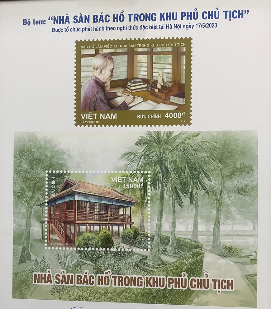 Bộ tem Nhà sàn Bác Hồ trong khu Phủ Chủ tịch.