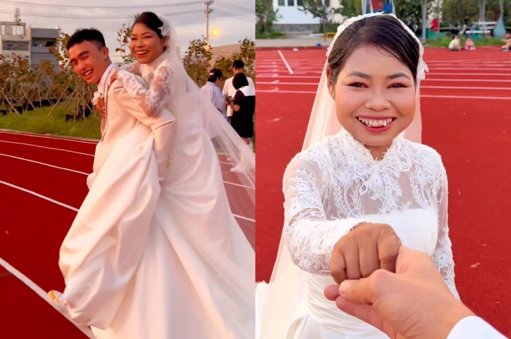 Dù không phải là một đám cưới thật, nhưng với chị Hà, đây là kỷ niệm khó quên nhất trong cuộc đời (Ảnh: Quang Khánh). Dù không phải là một đám cưới thật, nhưng với chị Hà, đây là kỷ niệm khó quên nhất trong cuộc đời (Ảnh: Quang Khánh).