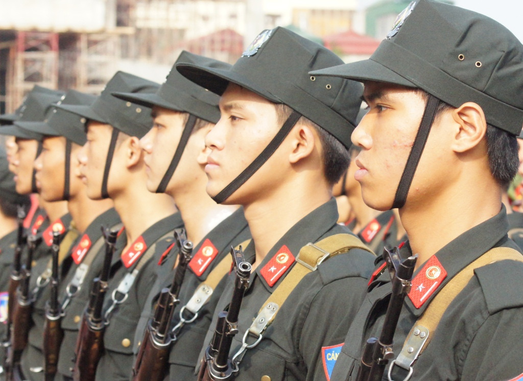 Khối Cảnh sát cơ động tại buổi lễ