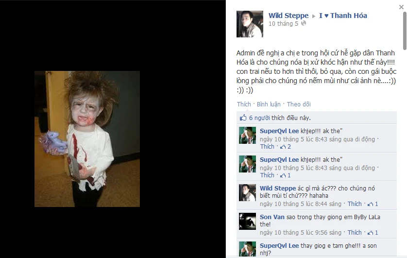 Những lời kích động kì thị của H. trên Facebook