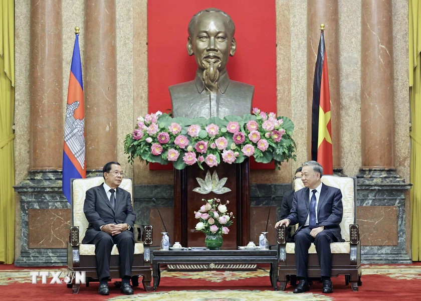 Chủ tịch nước Tô Lâm tiếp Chủ tịch Đảng Nhân dân Campuchia, Chủ tịch Thượng viện Vương quốc Campuchia Samdech Hun Sen. (Ảnh: Nhan Sáng/TTXVN) Chủ tịch nước Tô Lâm tiếp Chủ tịch Đảng Nhân dân Campuchia, Chủ tịch Thượng viện Vương quốc Campuchia Samdech Hun Sen. (Ảnh: Nhan Sáng/TTXVN)