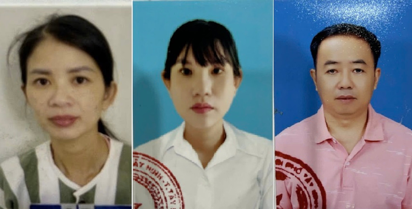 Trái sang: Các bị can Nguyễn Thị Thùy Linh, Nguyễn Thị Phượng Hằng và Trần Tất Duy. Ảnh: Báo Tây Ninh